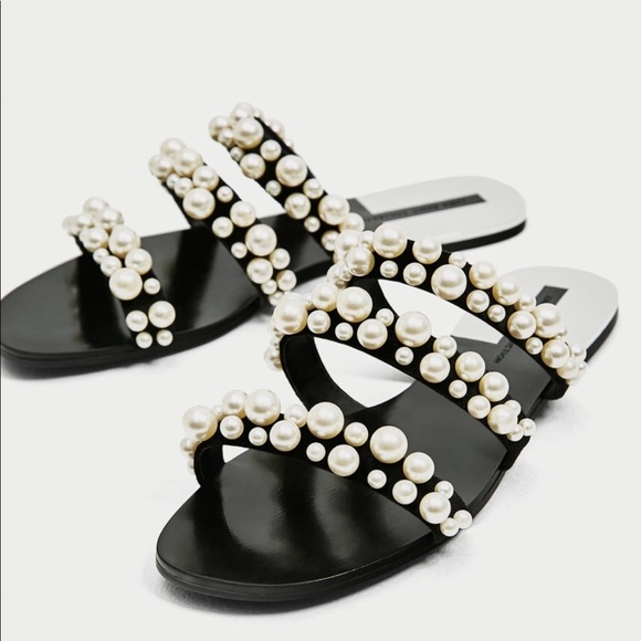 black and pearl sandals